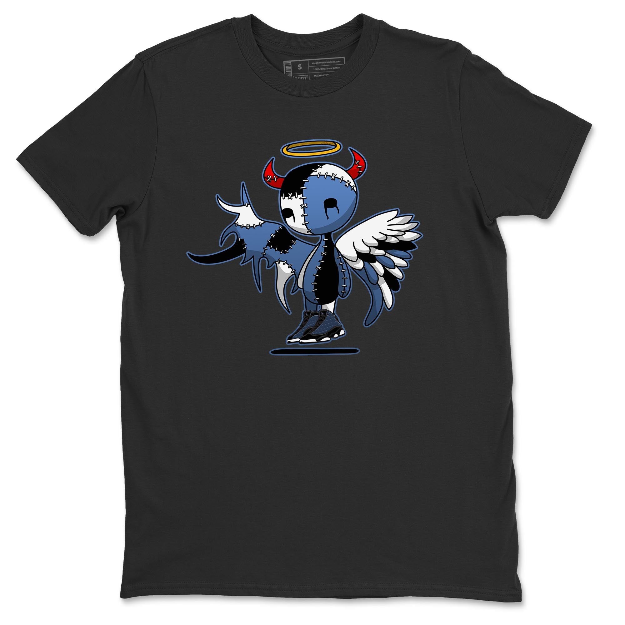 Jordan 13 Brave Blue Sneaker Matching T-Shirt Devil Angel Sneaker Tees Jordan 13 Brave Blue Sneaker Release Tees Crew Neck Tees