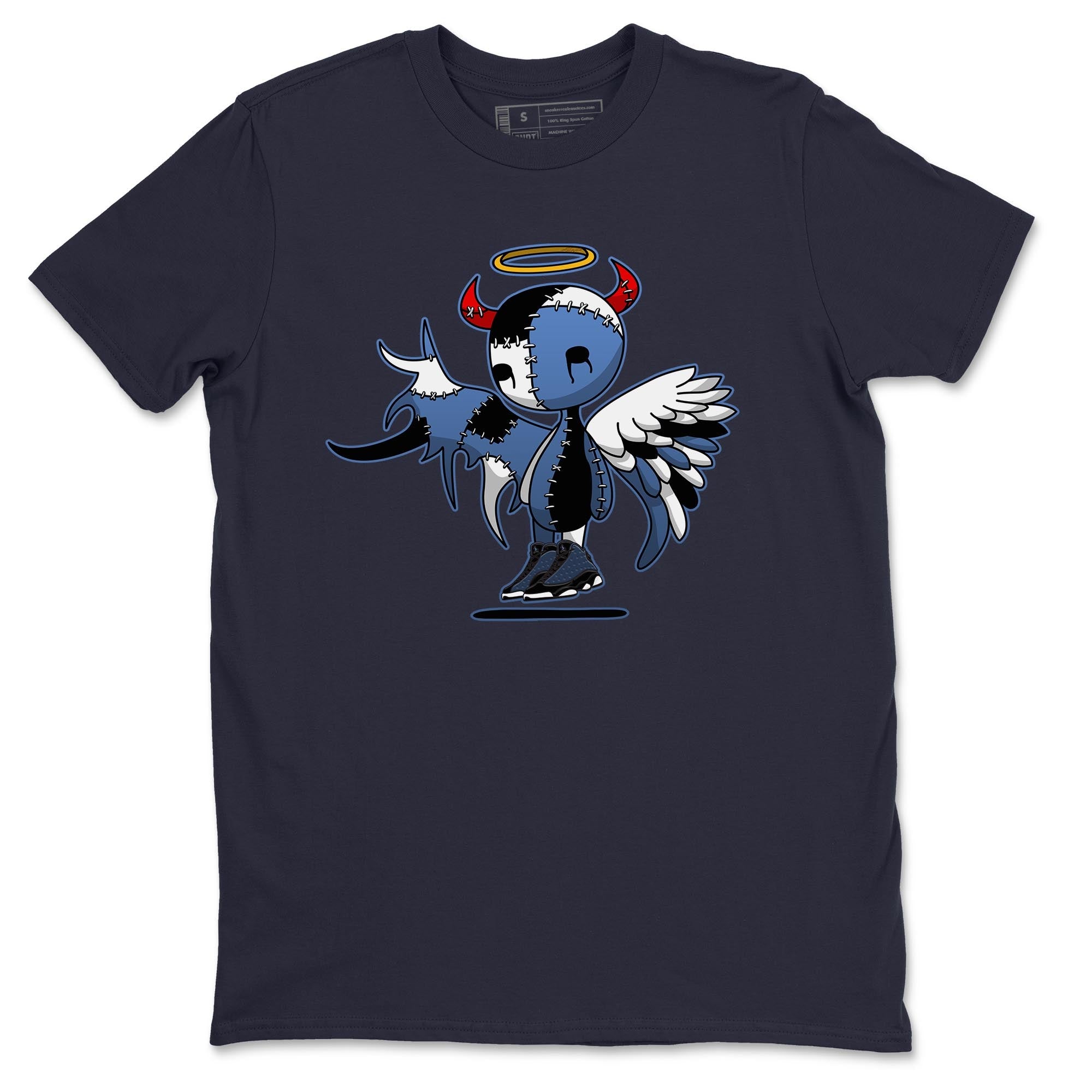 Jordan 13 Brave Blue Sneaker Matching T-Shirt Devil Angel Sneaker Tees Jordan 13 Brave Blue Sneaker Release Tees Crew Neck Tees