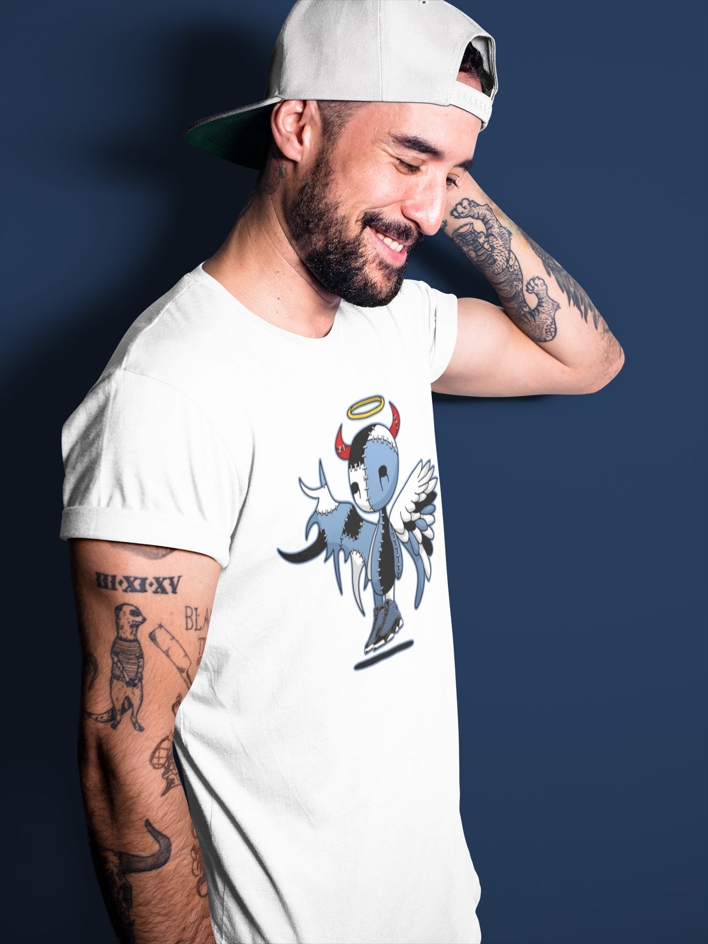 Jordan 13 Brave Blue Sneaker Matching T-Shirt Devil Angel Sneaker Tees Jordan 13 Brave Blue Sneaker Release Tees Crew Neck Tees