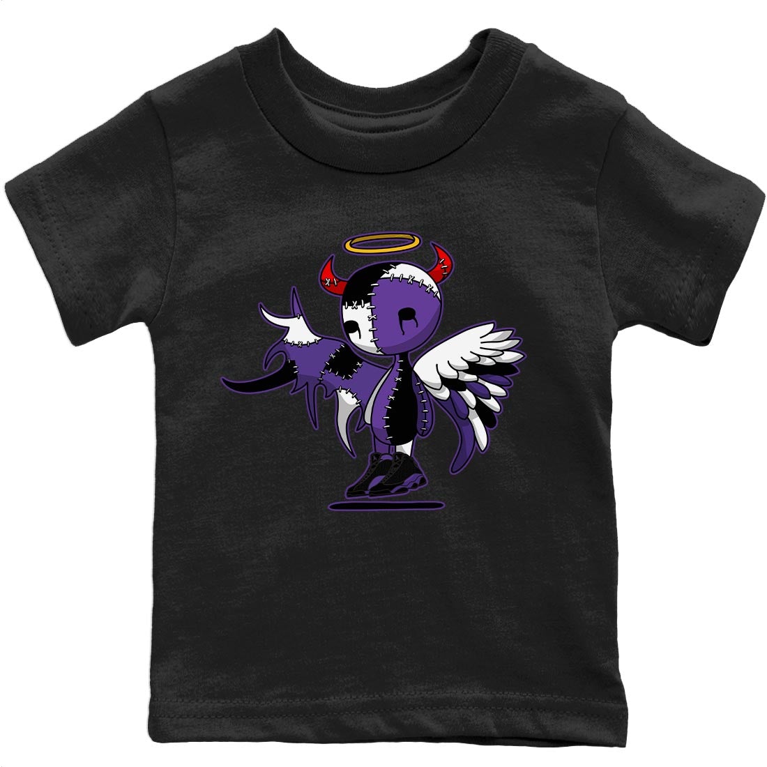 Jordan 13 Court Purple Sneaker Matching T-Shirt Devil Angel Sneaker Tees Jordan 13 Court Purple Sneaker Release Tees Kids Shirts