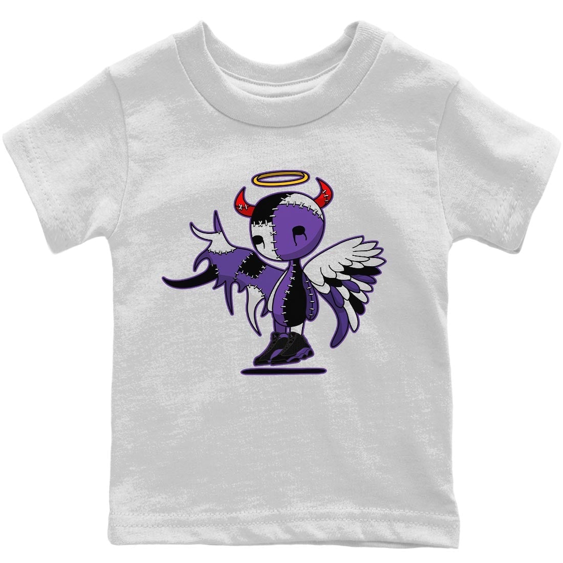 Jordan 13 Court Purple Sneaker Matching T-Shirt Devil Angel Sneaker Tees Jordan 13 Court Purple Sneaker Release Tees Kids Shirts