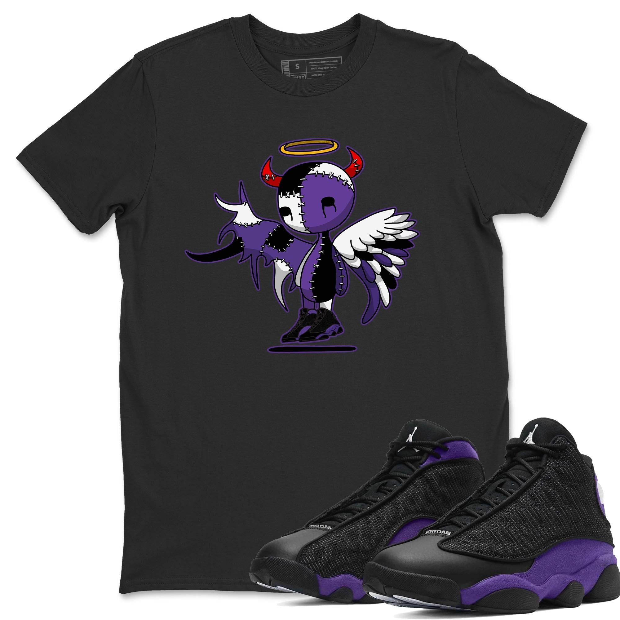 Jordan 13 Court Purple Shirt To Match Jordans Devil Angel Sneaker Tees Jordan 13 Court Purple Drip Gear Zone Sneaker Matching Clothing Unisex Shirts