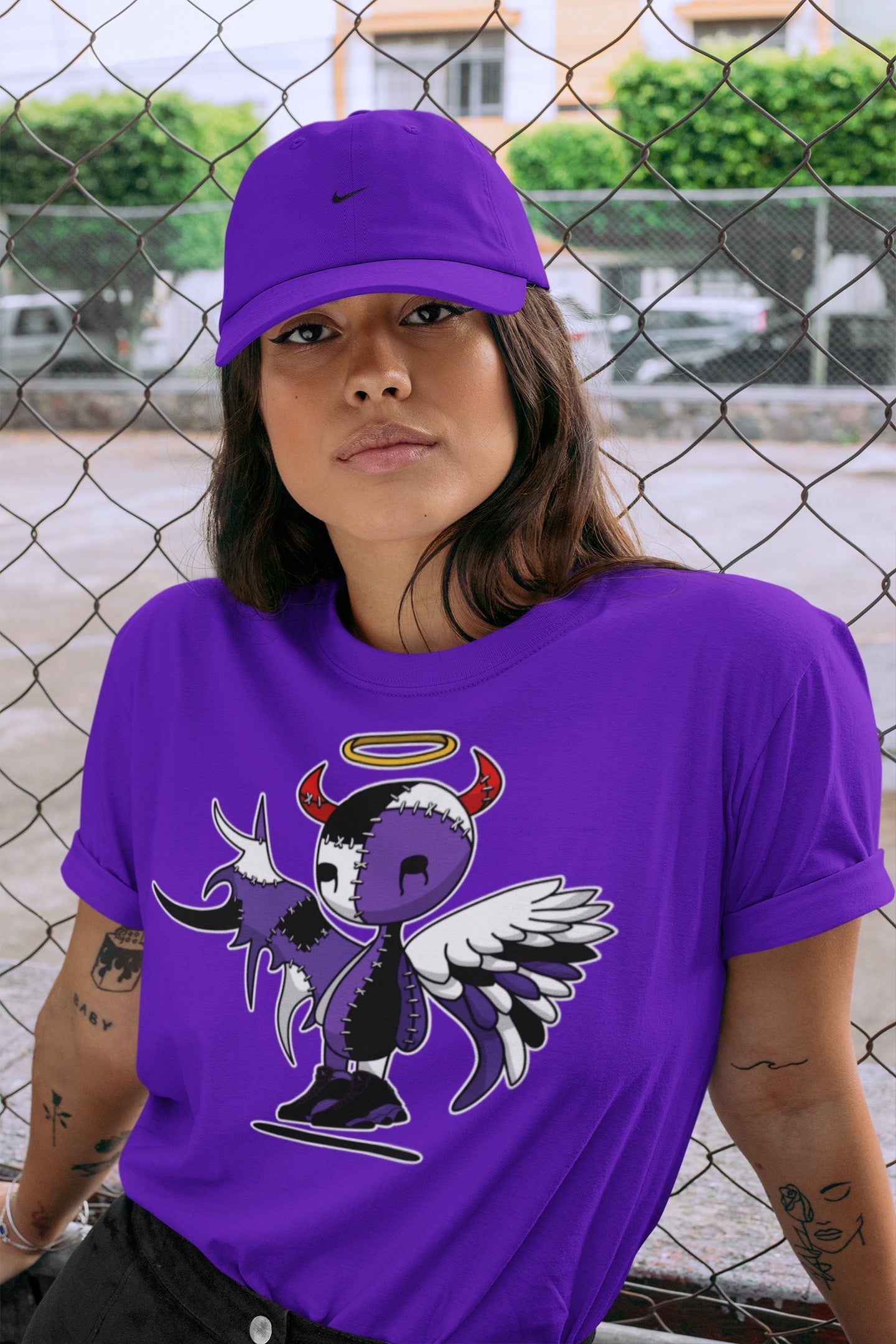 Jordan 13 Court Purple Shirt To Match Jordans Devil Angel Sneaker Tees Jordan 13 Court Purple Drip Gear Zone Sneaker Matching Clothing Unisex Shirts