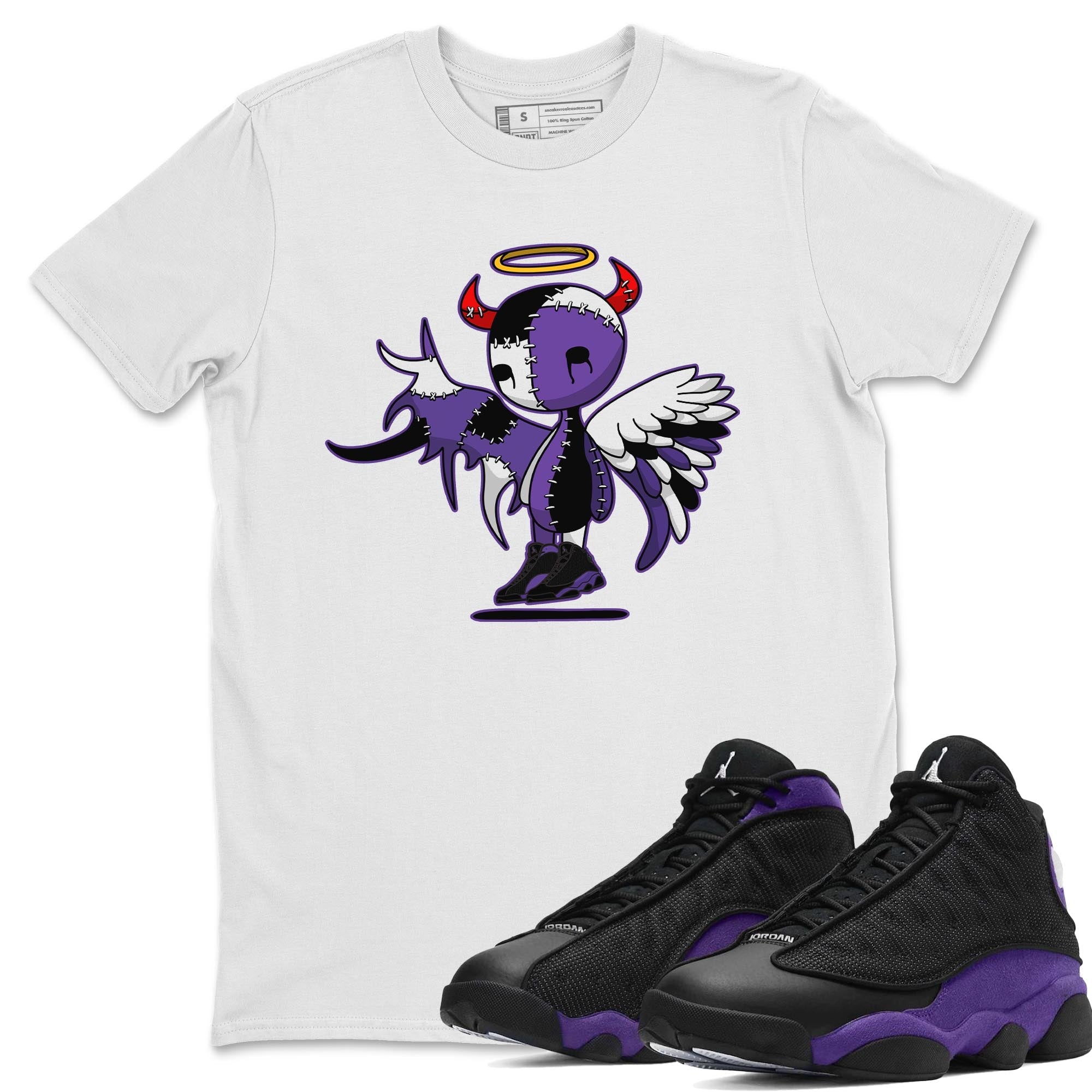Jordan 13 Court Purple Shirt To Match Jordans Devil Angel Sneaker Tees Jordan 13 Court Purple Drip Gear Zone Sneaker Matching Clothing Unisex Shirts