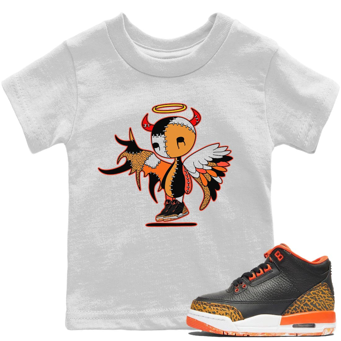 Jordan 3 Kumquat Sneaker Matching T-Shirt Devil Angel Sneaker Tees Jordan 3 Kumquat Sneaker Release Tees Kids Shirts