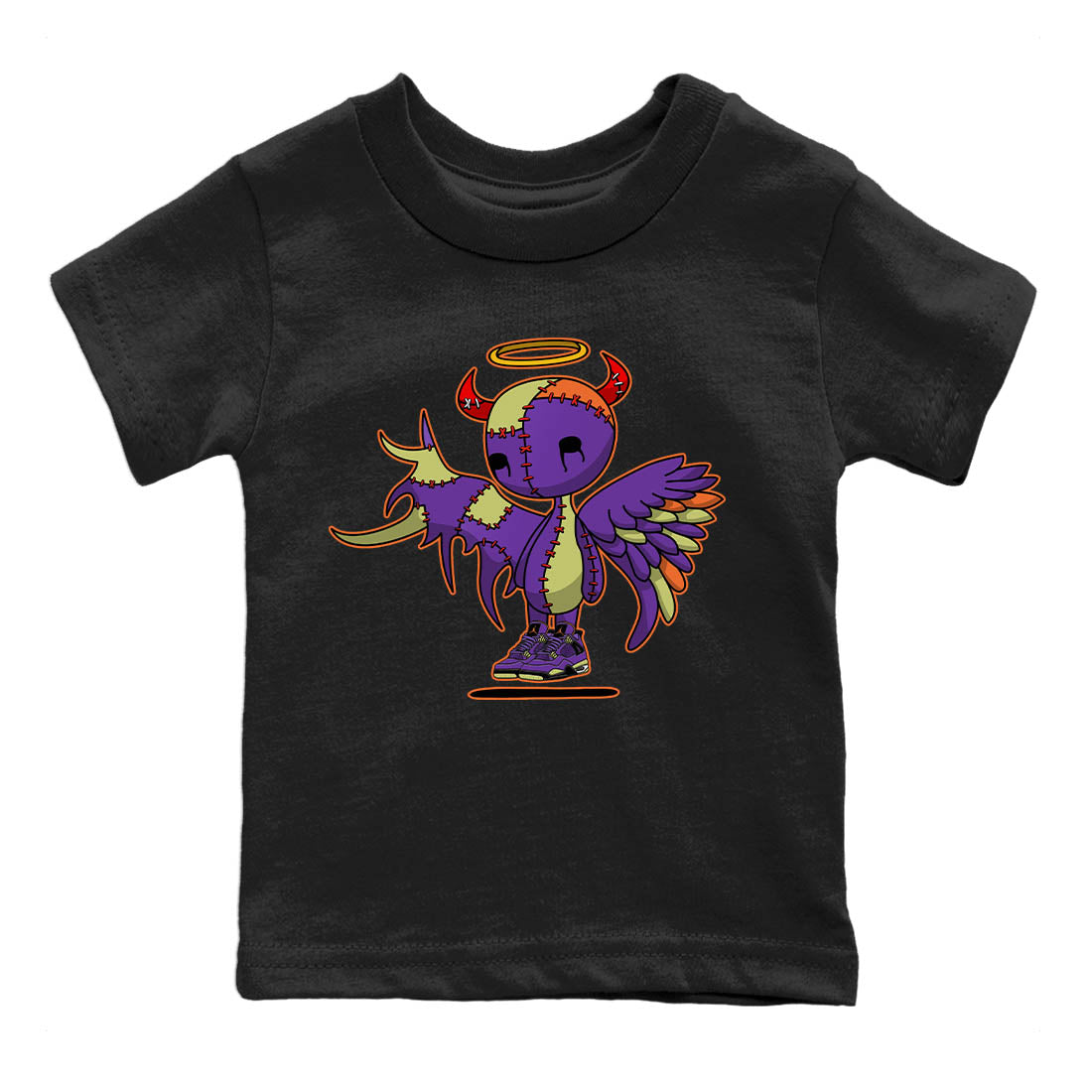Jordan 4 Canyon Purple Sneaker Matching T-Shirt Devil Angel Sneaker Tees Jordan 4 Canyon Purple Sneaker Release Tees Kids Shirts