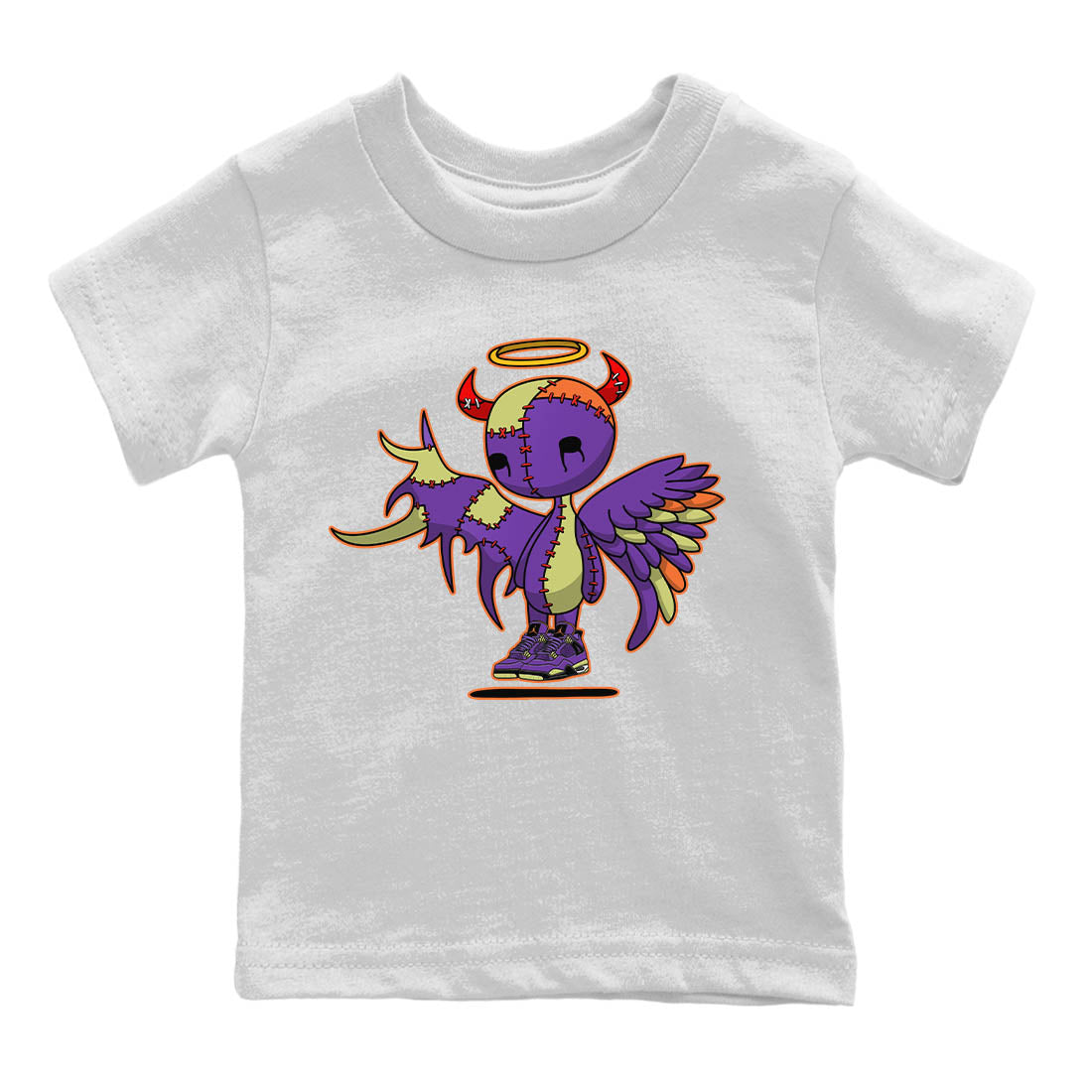 Jordan 4 Canyon Purple Sneaker Matching T-Shirt Devil Angel Sneaker Tees Jordan 4 Canyon Purple Sneaker Release Tees Kids Shirts