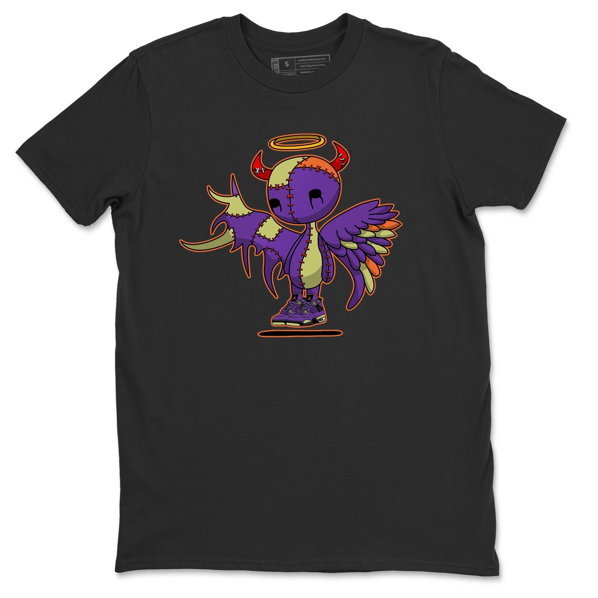 Jordan 4 Canyon Purple Sneaker Matching T-Shirt Devil Angel Sneaker Tees Jordan 4 Canyon Purple Sneaker Release Tees Crew Neck Tees