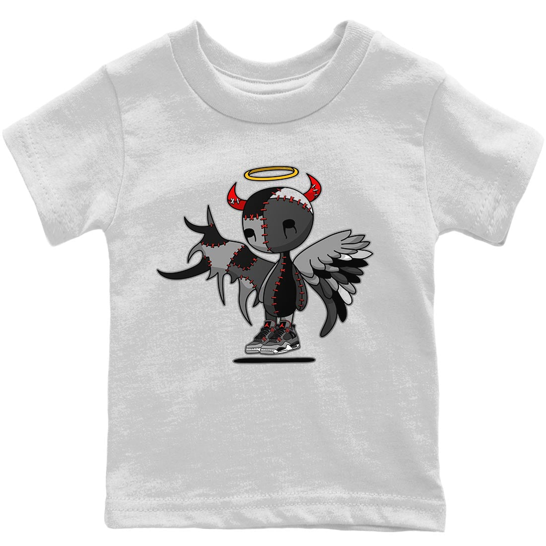 Jordan 4 Infrared Sneaker Matching T-Shirt Devil Angel Sneaker Tees Jordan 4 Infrared Sneaker Release Tees Kids Shirts