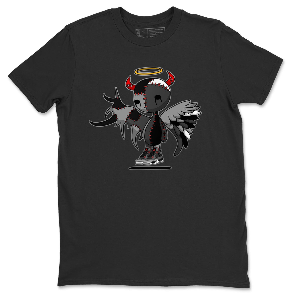 Jordan 4 Infrared Sneaker Matching T-Shirt Devil Angel Sneaker Tees Jordan 4 Infrared Sneaker Release Tees Crew Neck Tees