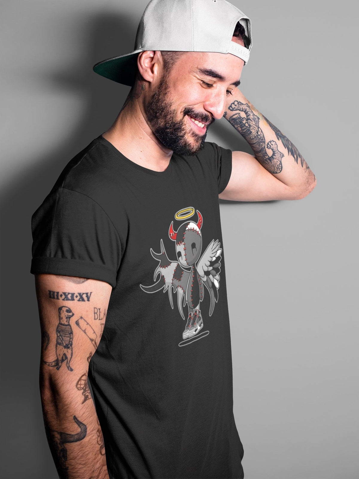 Jordan 4 Infrared Sneaker Matching T-Shirt Devil Angel Sneaker Tees Jordan 4 Infrared Sneaker Release Tees Crew Neck Tees