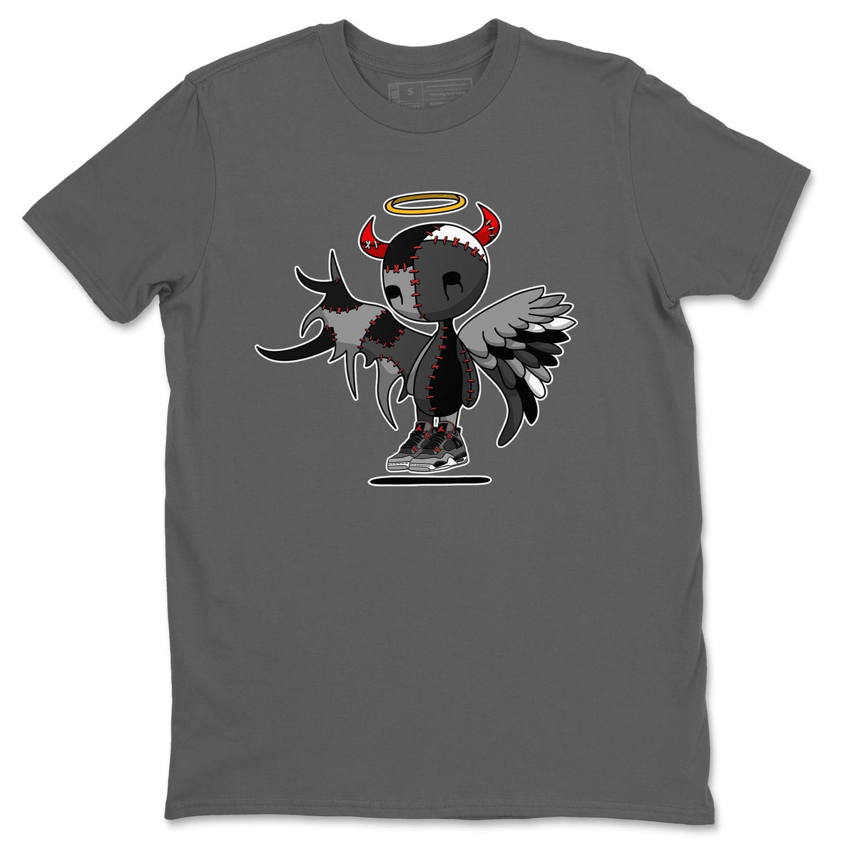 Jordan 4 Infrared Sneaker Matching T-Shirt Devil Angel Sneaker Tees Jordan 4 Infrared Sneaker Release Tees Crew Neck Tees