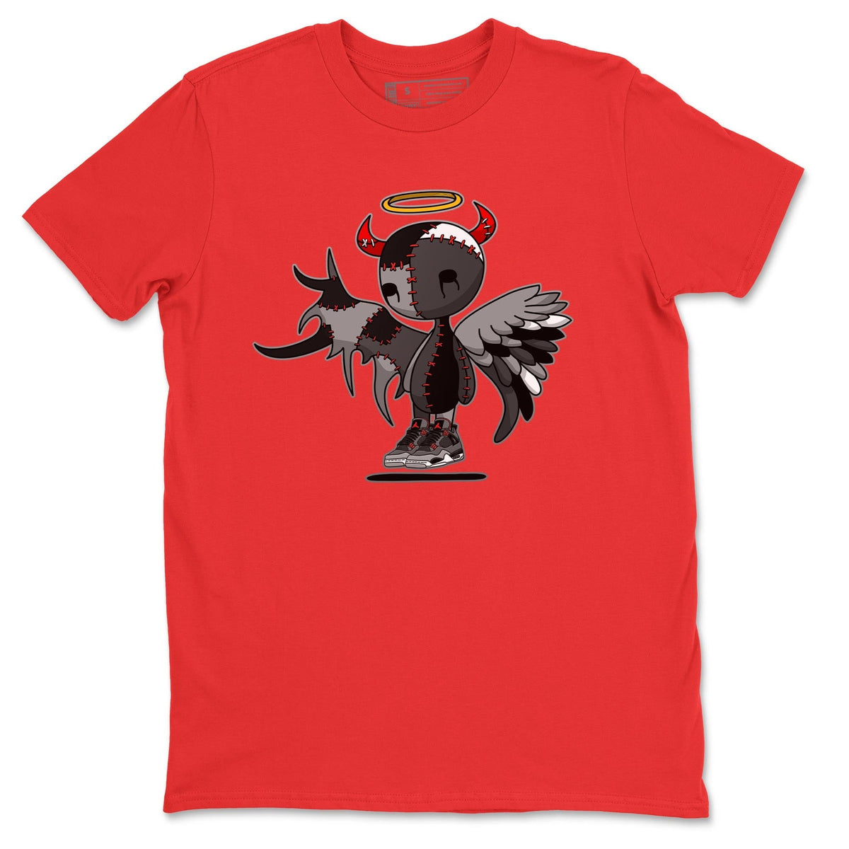 Jordan 4 Infrared Sneaker Matching T-Shirt Devil Angel Sneaker Tees Jordan 4 Infrared Sneaker Release Tees Crew Neck Tees