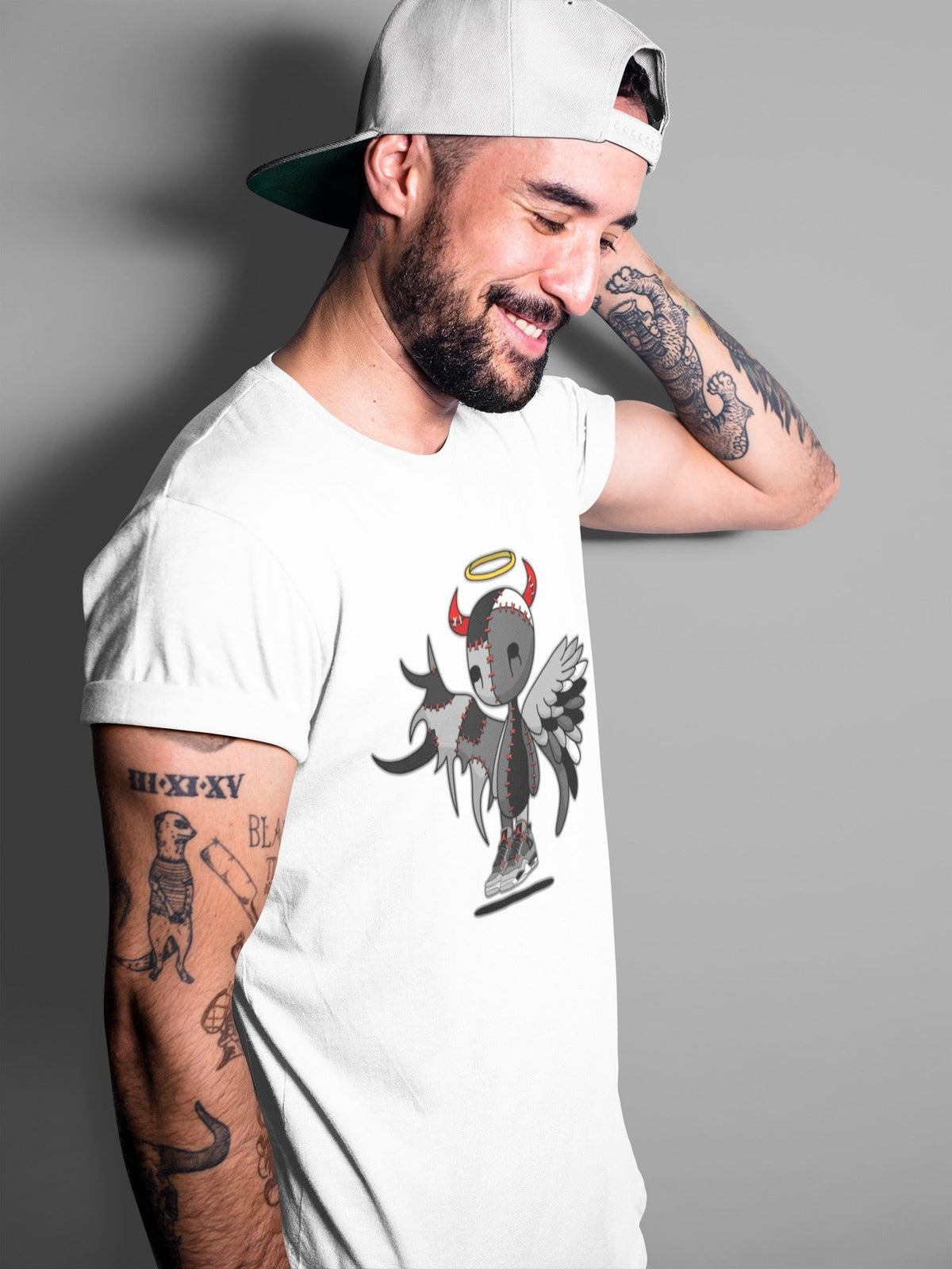 Jordan 4 Infrared Sneaker Matching T-Shirt Devil Angel Sneaker Tees Jordan 4 Infrared Sneaker Release Tees Crew Neck Tees