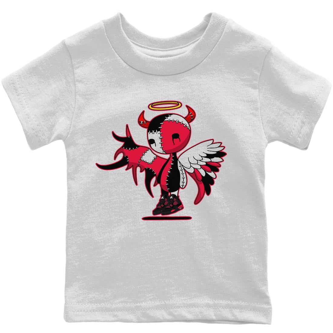 Jordan 4 Red Thunder Sneaker Matching T-Shirt Devil Angel Sneaker Tees Jordan 4 Red Thunder Sneaker Release Tees Kids Shirts