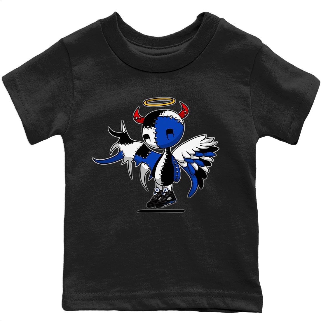 Jordan 5 Racer Blue Sneaker Matching T-Shirt Devil Angel Sneaker Tees Jordan 5 Racer Blue Sneaker Release Tees Kids Shirts