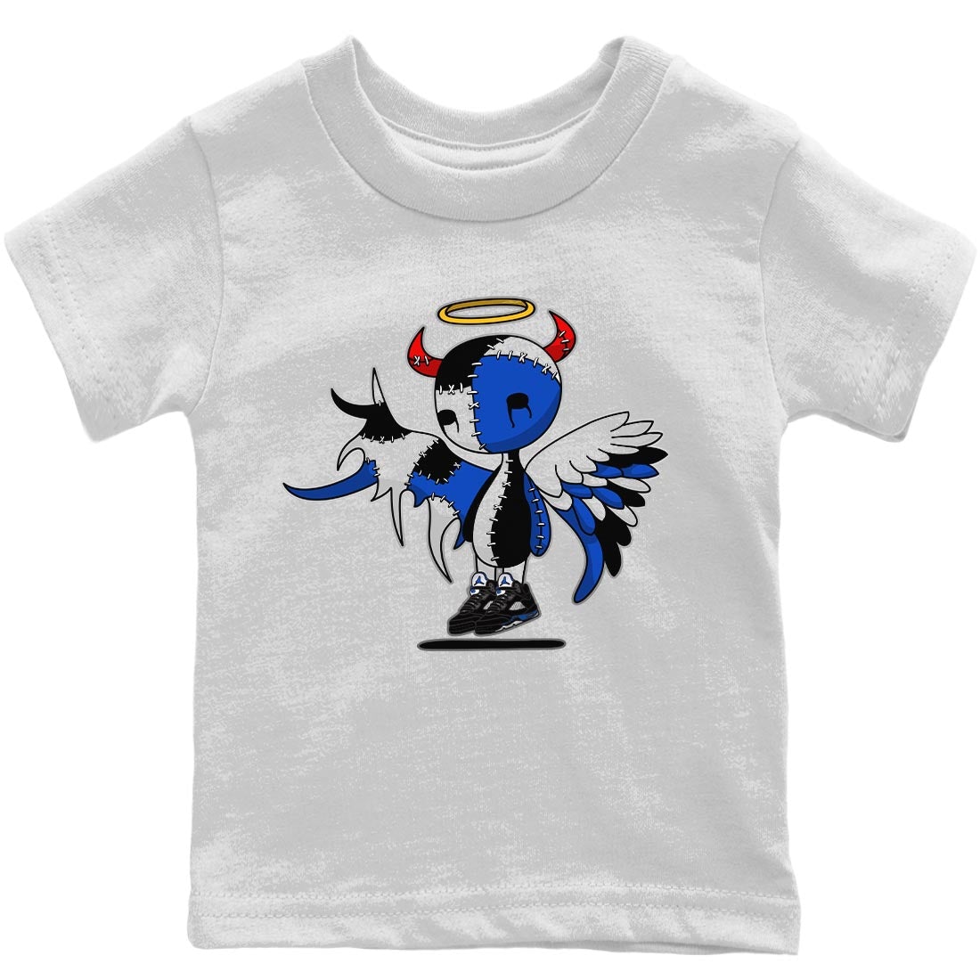Jordan 5 Racer Blue Sneaker Matching T-Shirt Devil Angel Sneaker Tees Jordan 5 Racer Blue Sneaker Release Tees Kids Shirts