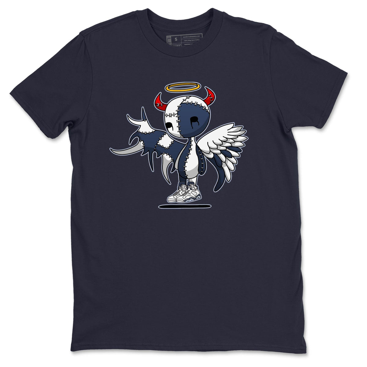 Jordan 6 Midnight Navy Sneaker Matching T-Shirt Devil Angel Sneaker Tees Jordan 6 Midnight Navy Sneaker Release Tees Crew Neck Tees