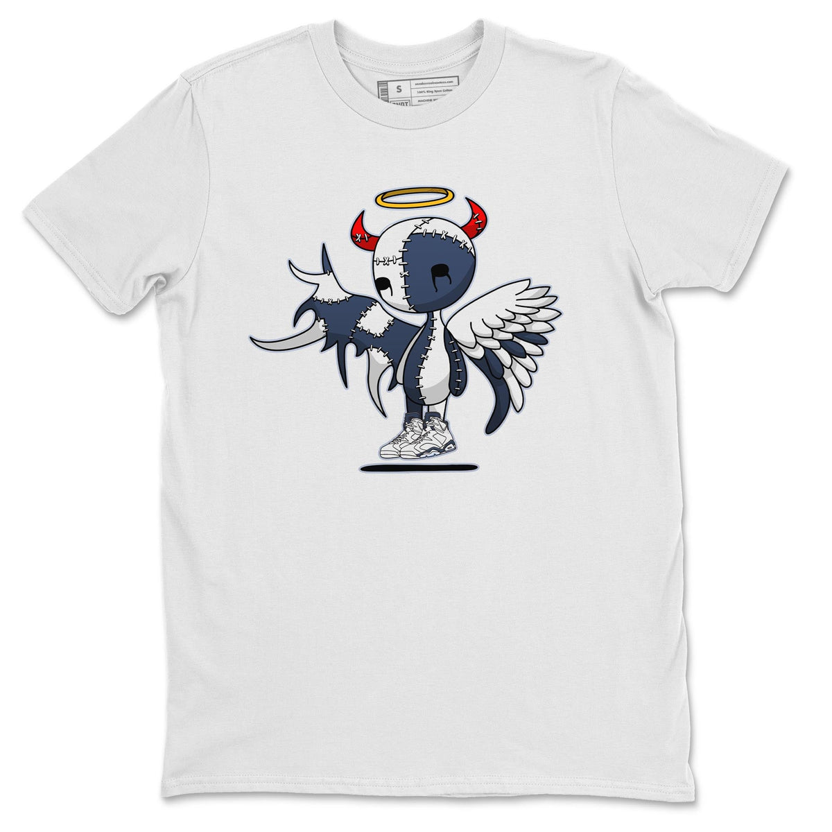 Jordan 6 Midnight Navy Sneaker Matching T-Shirt Devil Angel Sneaker Tees Jordan 6 Midnight Navy Sneaker Release Tees Crew Neck Tees