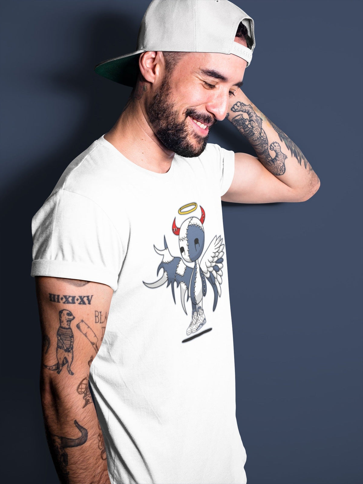 Jordan 6 Midnight Navy Sneaker Matching T-Shirt Devil Angel Sneaker Tees Jordan 6 Midnight Navy Sneaker Release Tees Crew Neck Tees