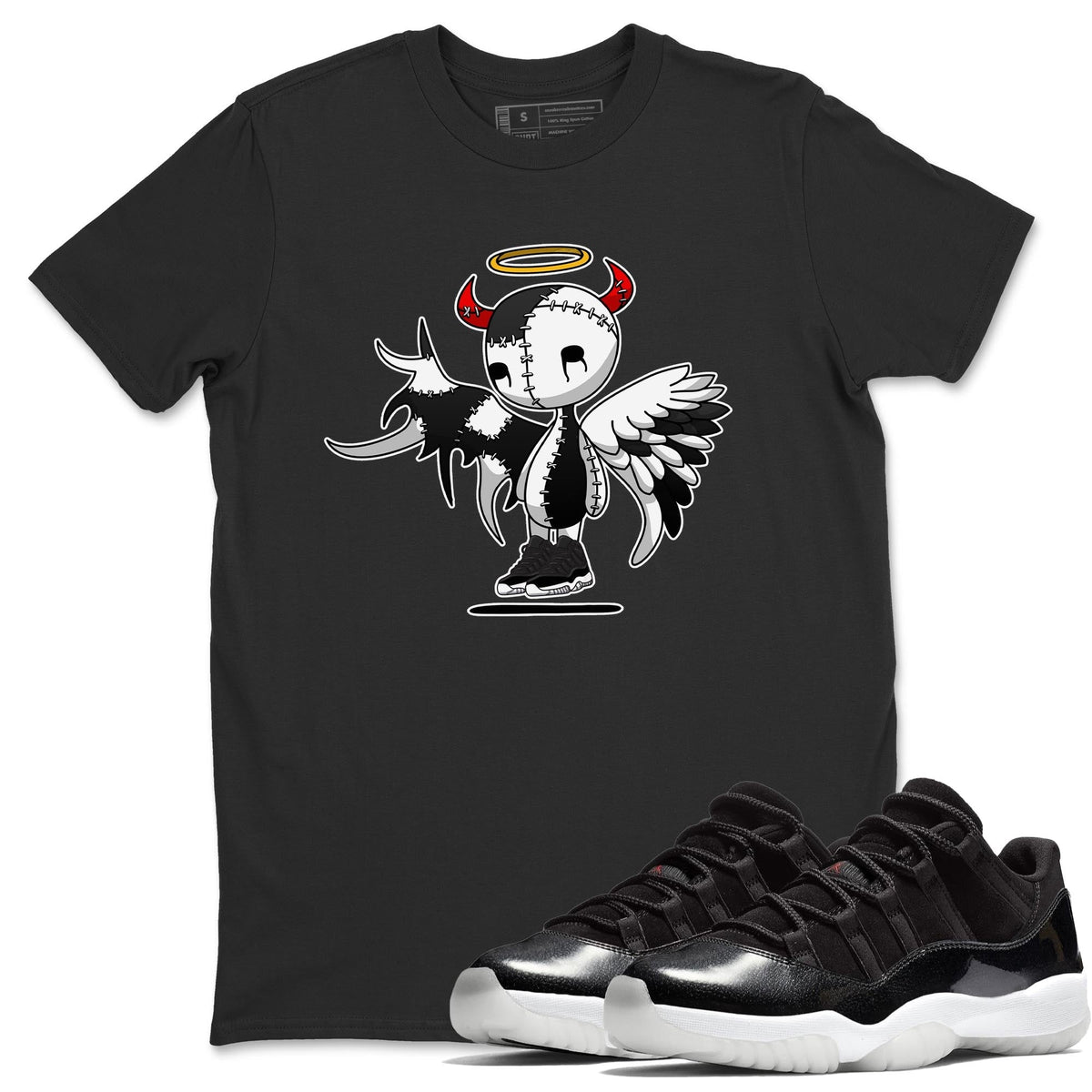 Jordan 11 72-10 Sneaker Matching T-Shirt Devil Angel Sneaker Tees Jordan 11 72-10 Sneaker Release Tees Crew Neck Tees