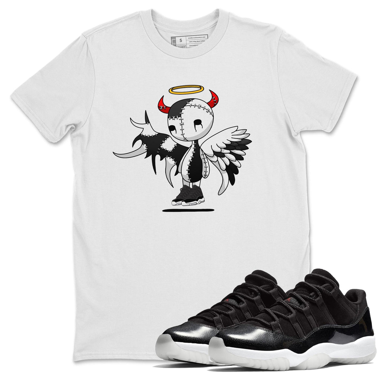Jordan 11 72-10 Sneaker Matching T-Shirt Devil Angel Sneaker Tees Jordan 11 72-10 Sneaker Release Tees Crew Neck Tees