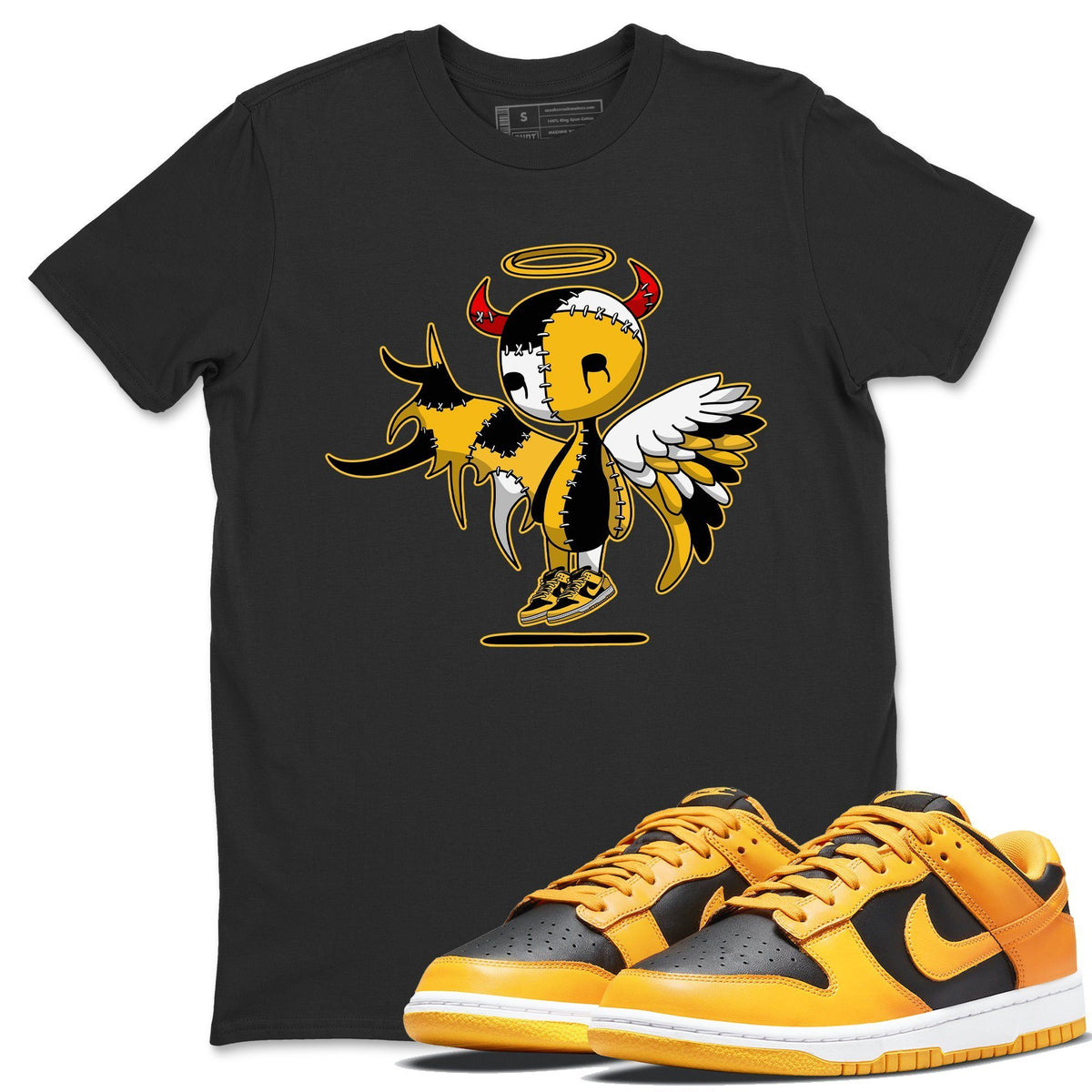 Dunk Championship Goldenrod Sneaker Match Tees Devil Angel Sneaker Tees Dunk Championship Goldenrod Jordan to match sneaker T-Shirt Crew Neck Shirts