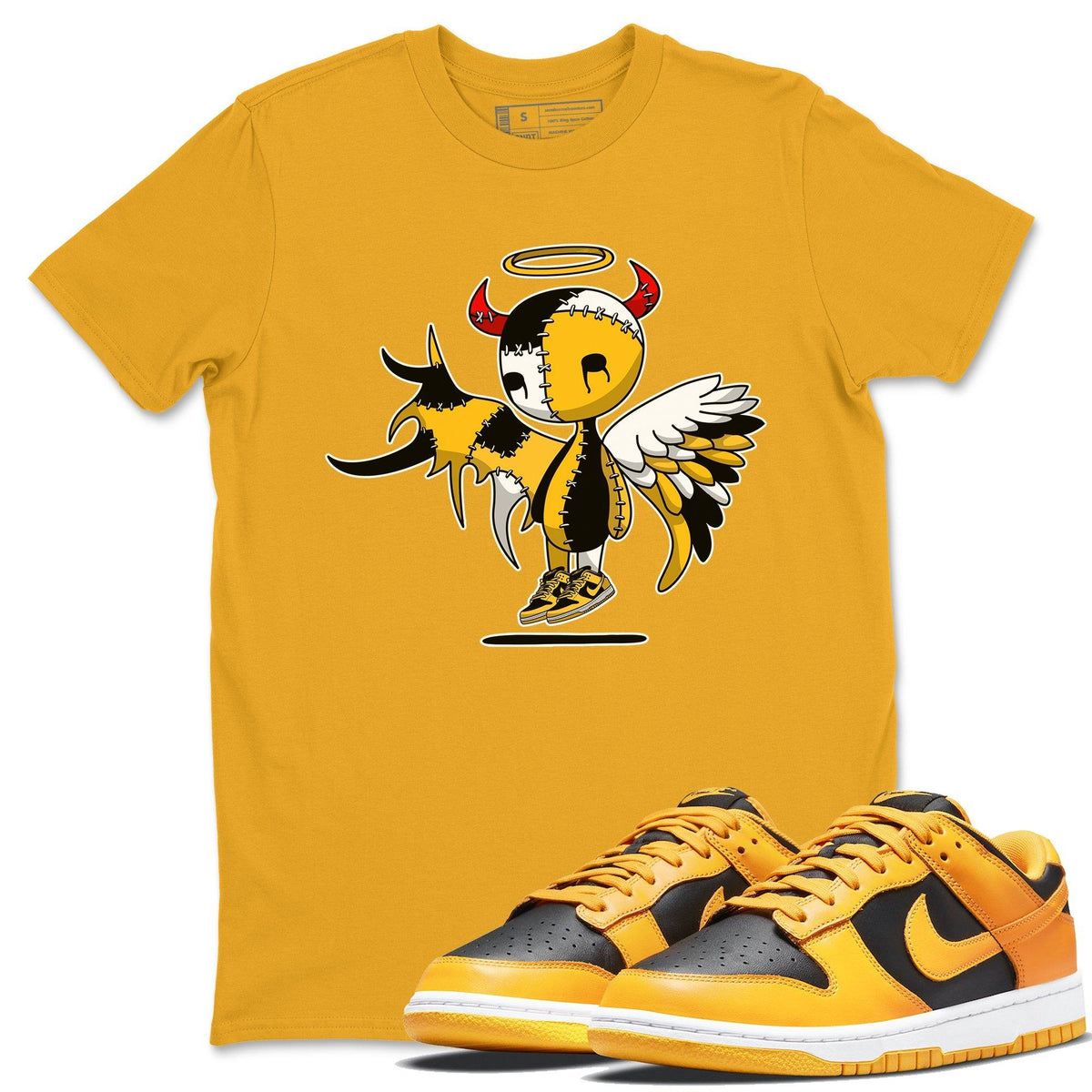 Dunk Championship Goldenrod Sneaker Match Tees Devil Angel Sneaker Tees Dunk Championship Goldenrod Jordan to match sneaker T-Shirt Crew Neck Shirts