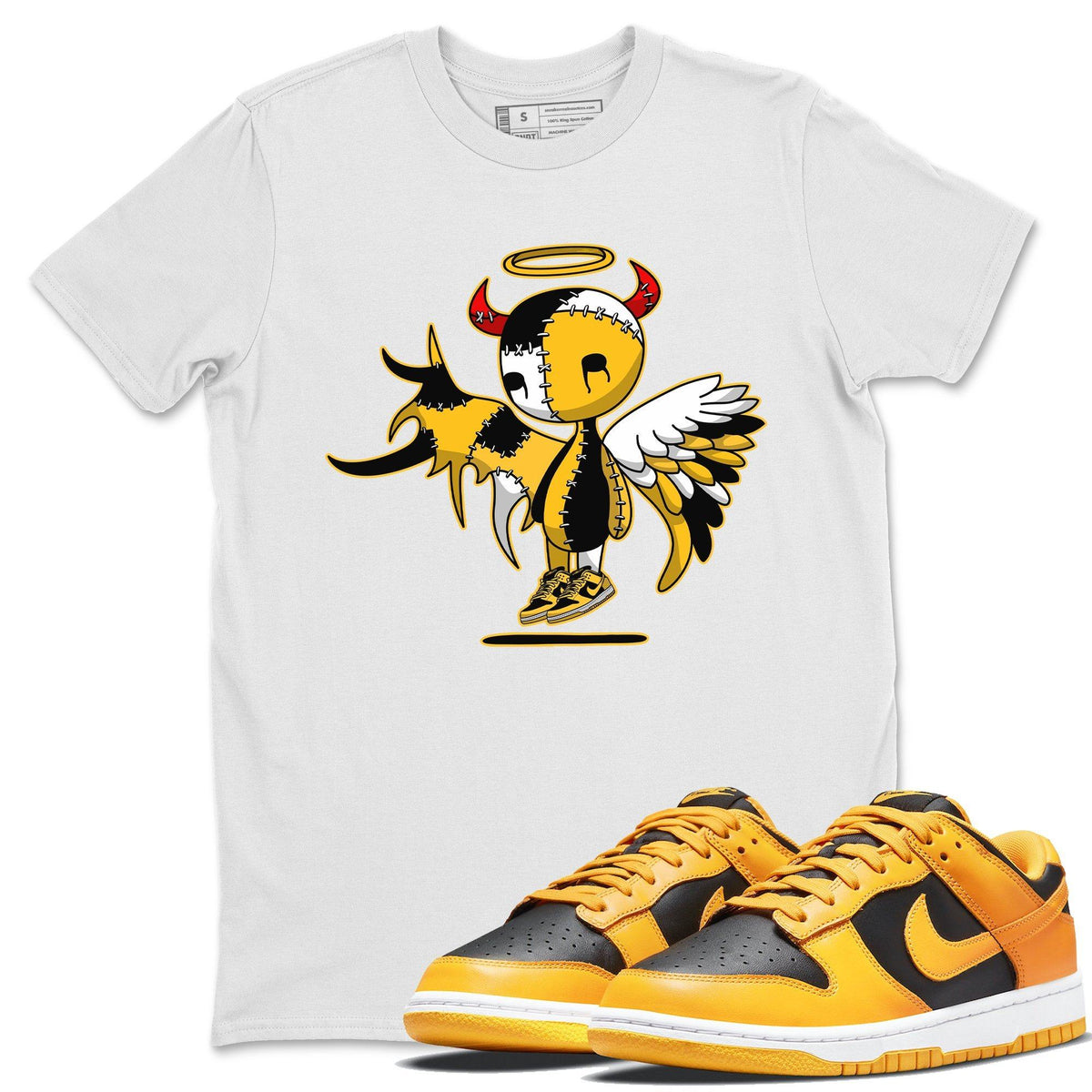 Dunk Championship Goldenrod Sneaker Match Tees Devil Angel Sneaker Tees Dunk Championship Goldenrod Jordan to match sneaker T-Shirt Crew Neck Shirts