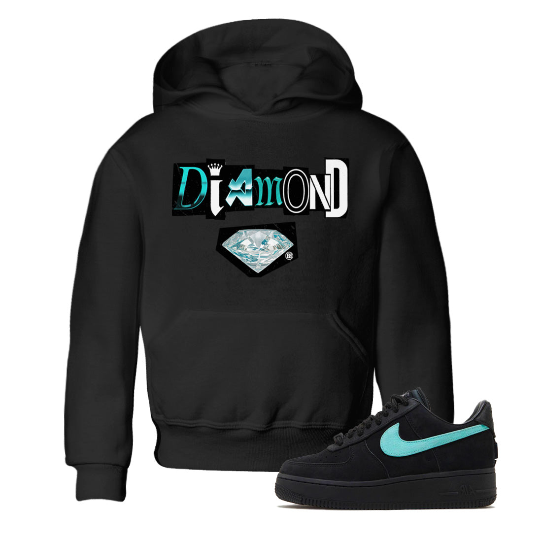 Diamond Letter Kids Tops - Air Force 1 Tiffany