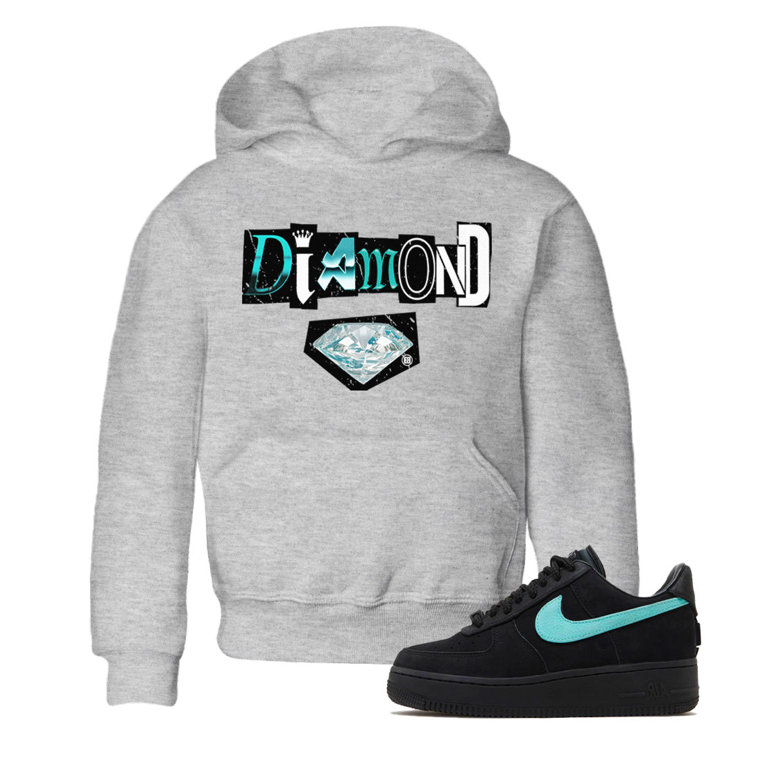 Diamond Letter Kids Tops - Air Force 1 Tiffany