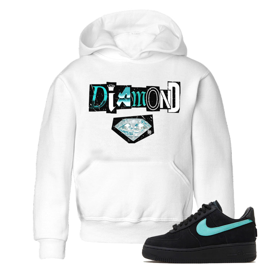 Diamond Letter Kids Tops - Air Force 1 Tiffany