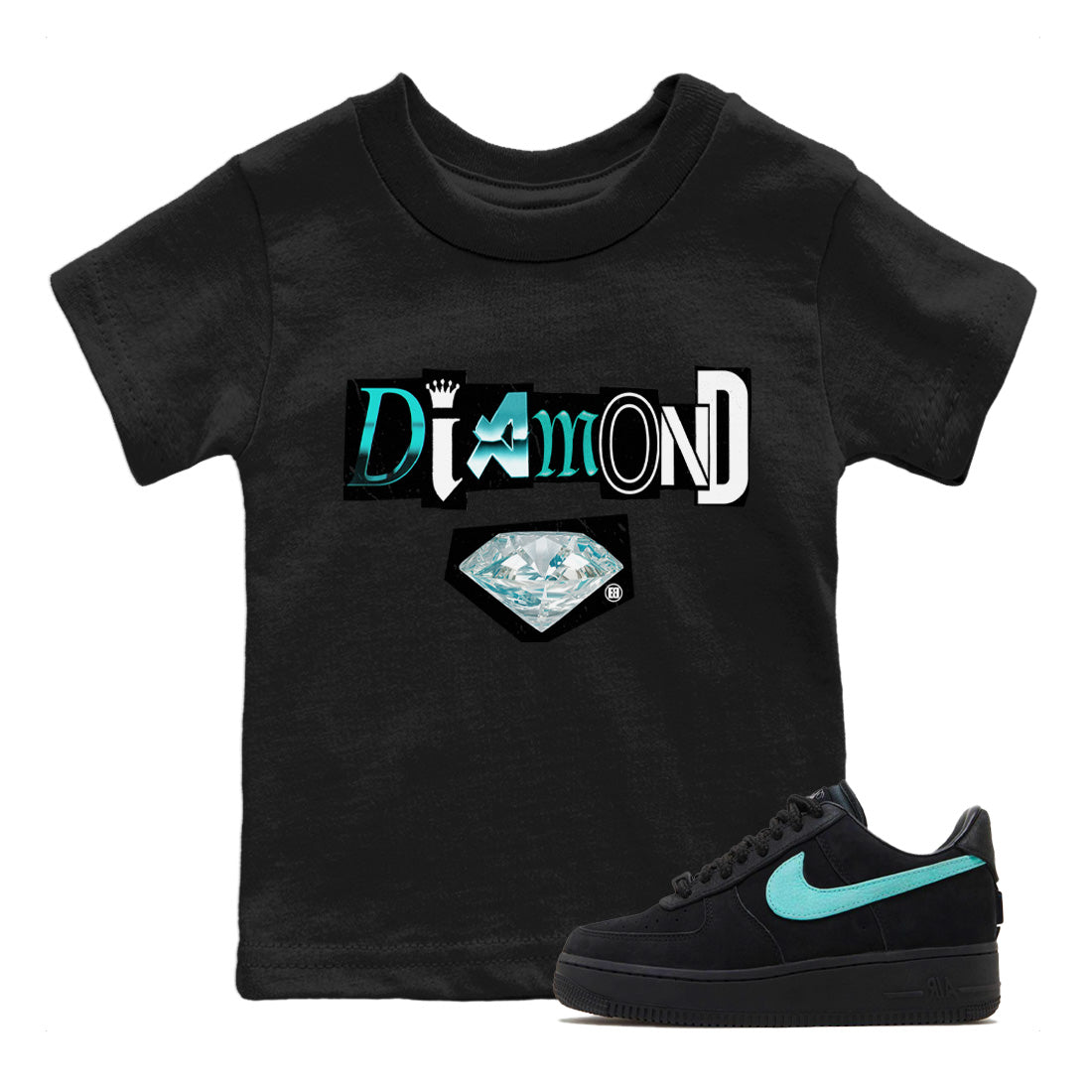 Diamond Letter Kids Tops - Air Force 1 Tiffany