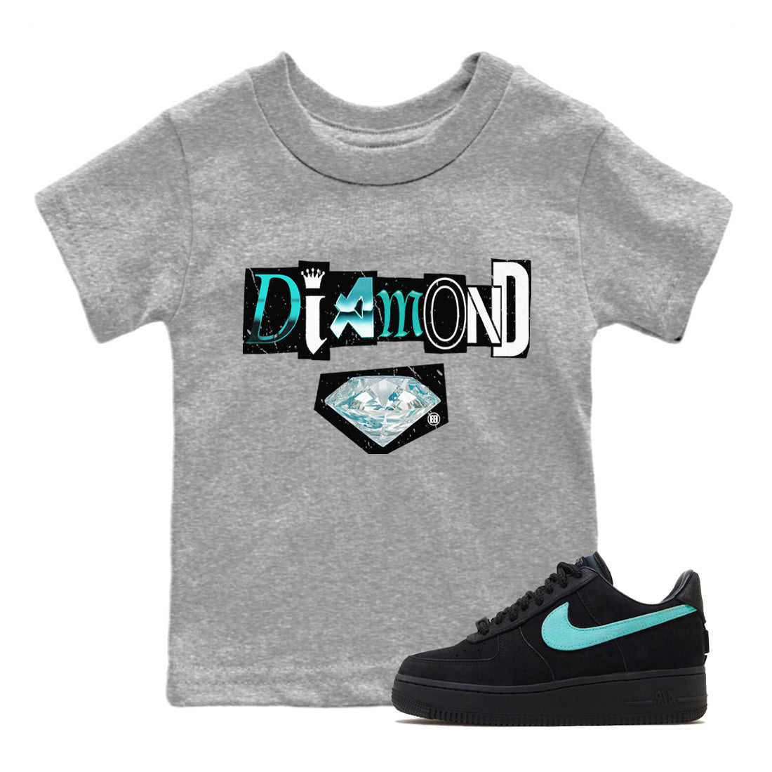 Diamond Letter Kids Tops - Air Force 1 Tiffany