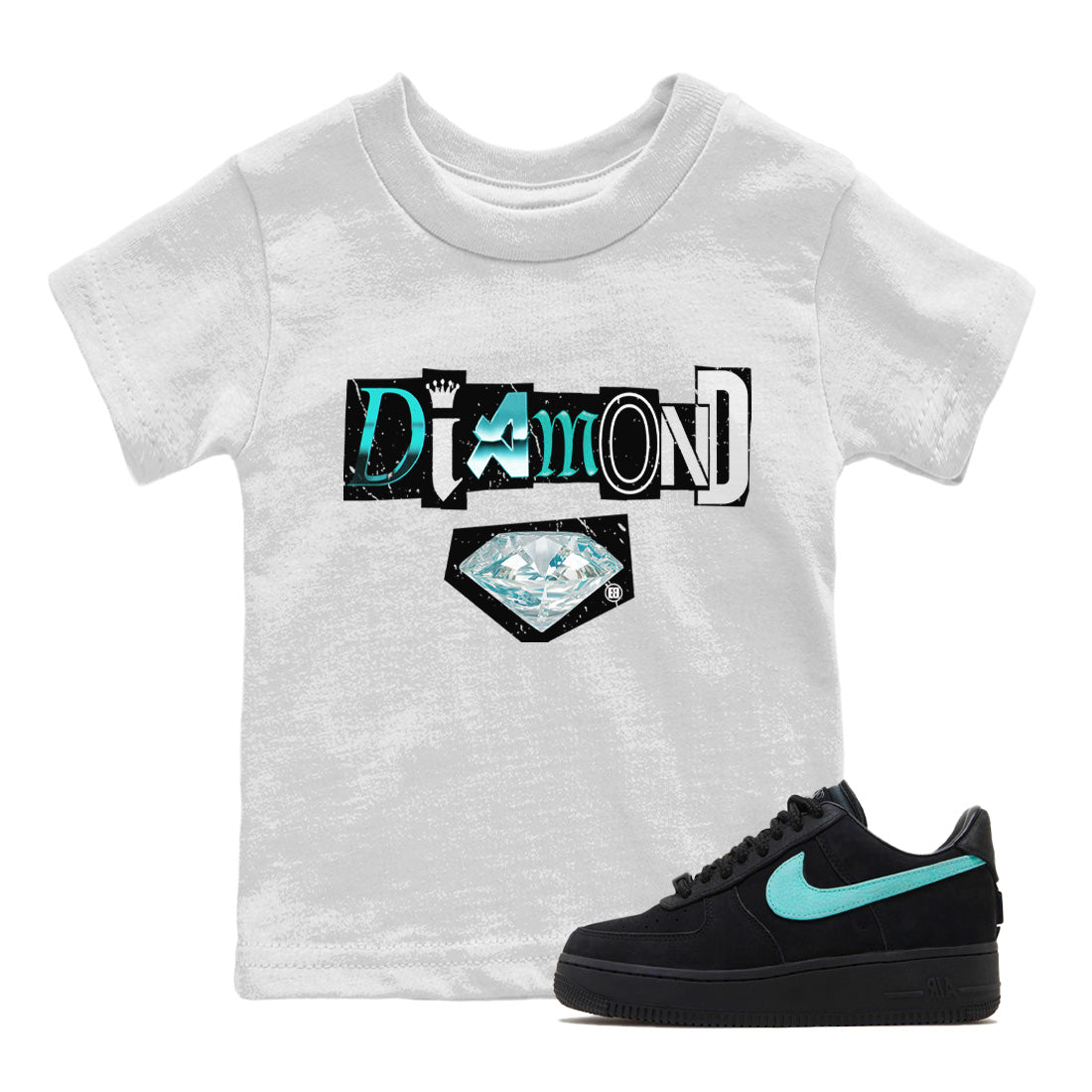 Diamond Letter Kids Tops - Air Force 1 Tiffany