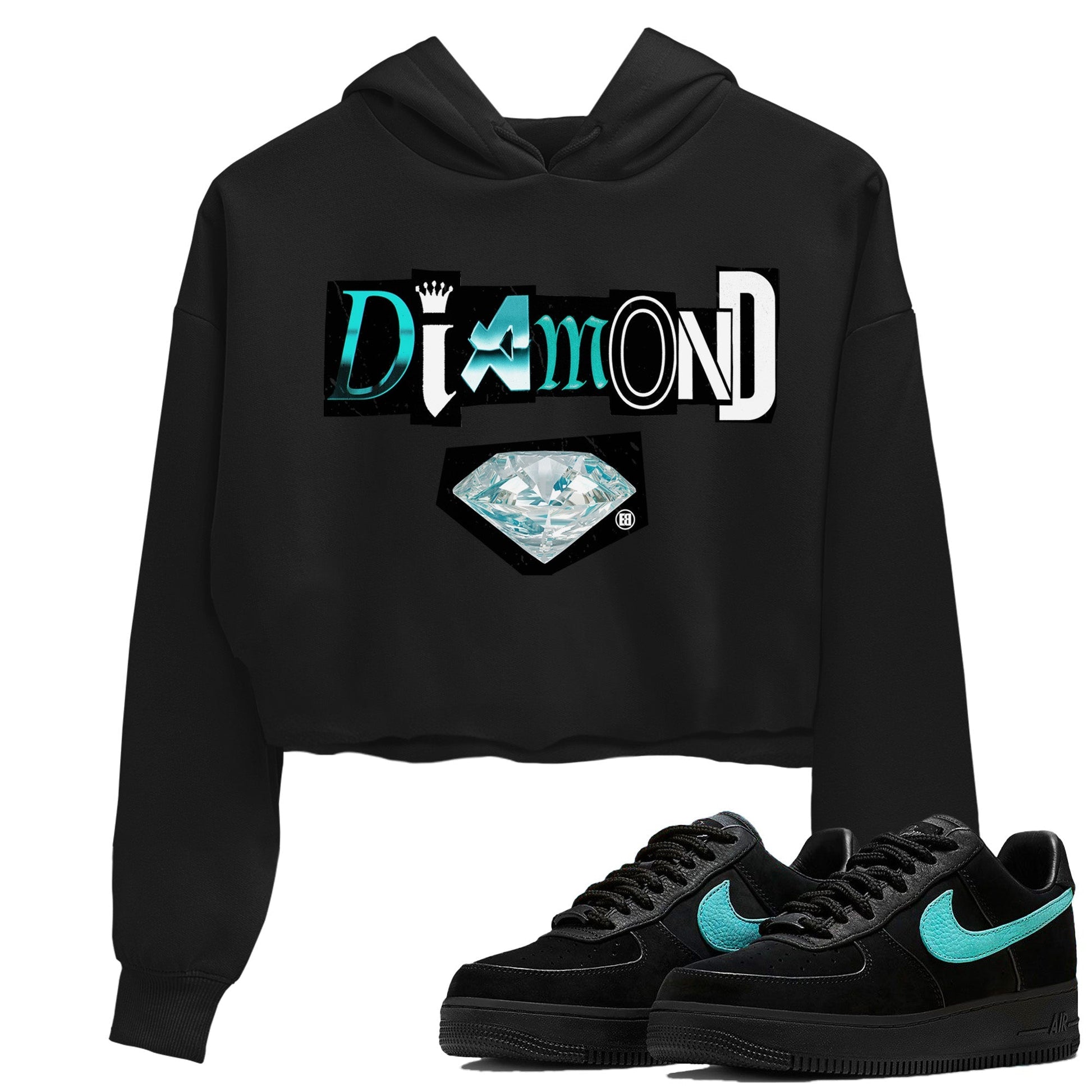 Air Force 1 Tiffany Sneaker Tees Drip Gear Zone Diamond Letter Sneaker Tees Air Force 1 Low x Tiffany Shirt Women's Shirts Black 1