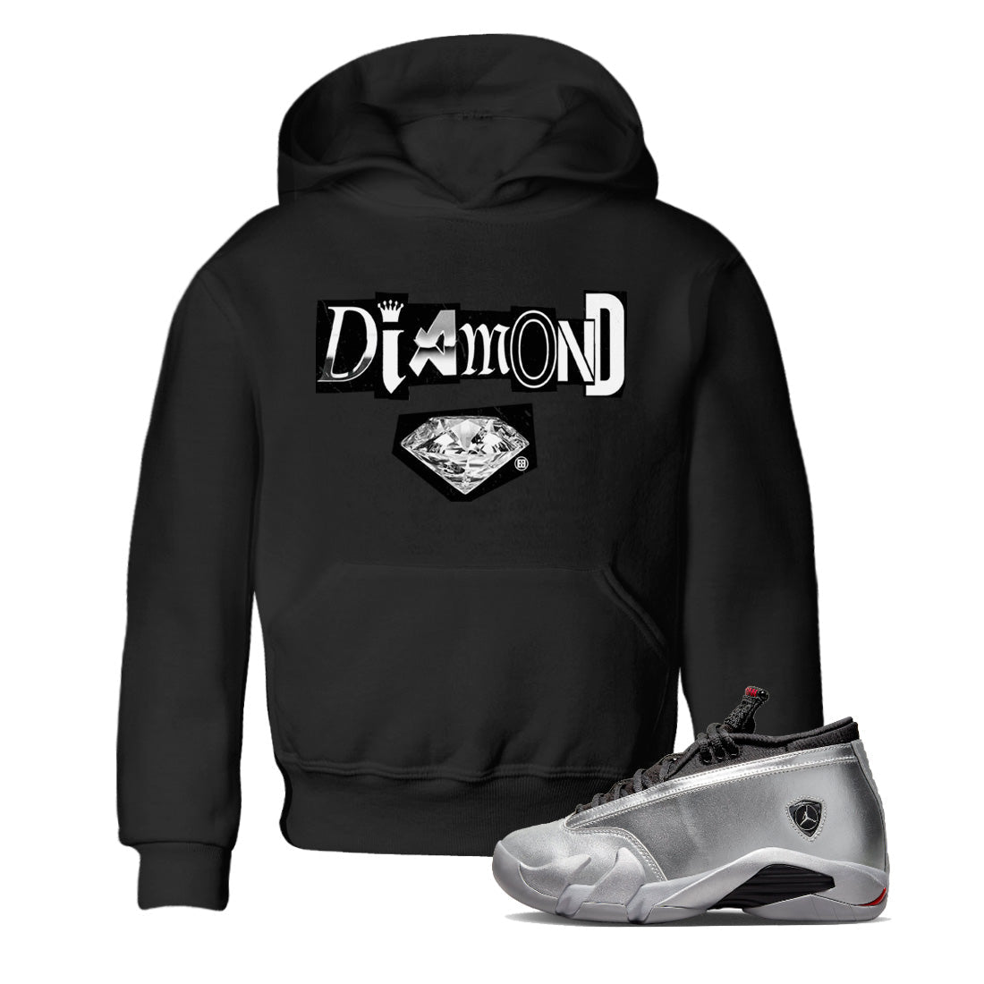 Air Jordan 14 Metallic Silver Diamond Letter Baby and Kids Sneaker Tees Jordan 14 Metallic Silver Kids Sneaker Tees Washing and Care Tip