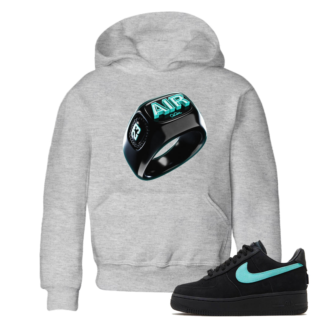 Air Force 1 Tiffany Sneaker Tees Drip Gear Zone Diamond Ring Sneaker Tees Nike Tiffany AF1Shirt Kids Shirts Heather Grey 1