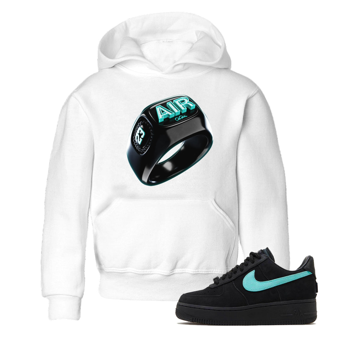 Air Force 1 Tiffany Sneaker Tees Drip Gear Zone Diamond Ring Sneaker Tees Nike Tiffany AF1Shirt Kids Shirts White 1