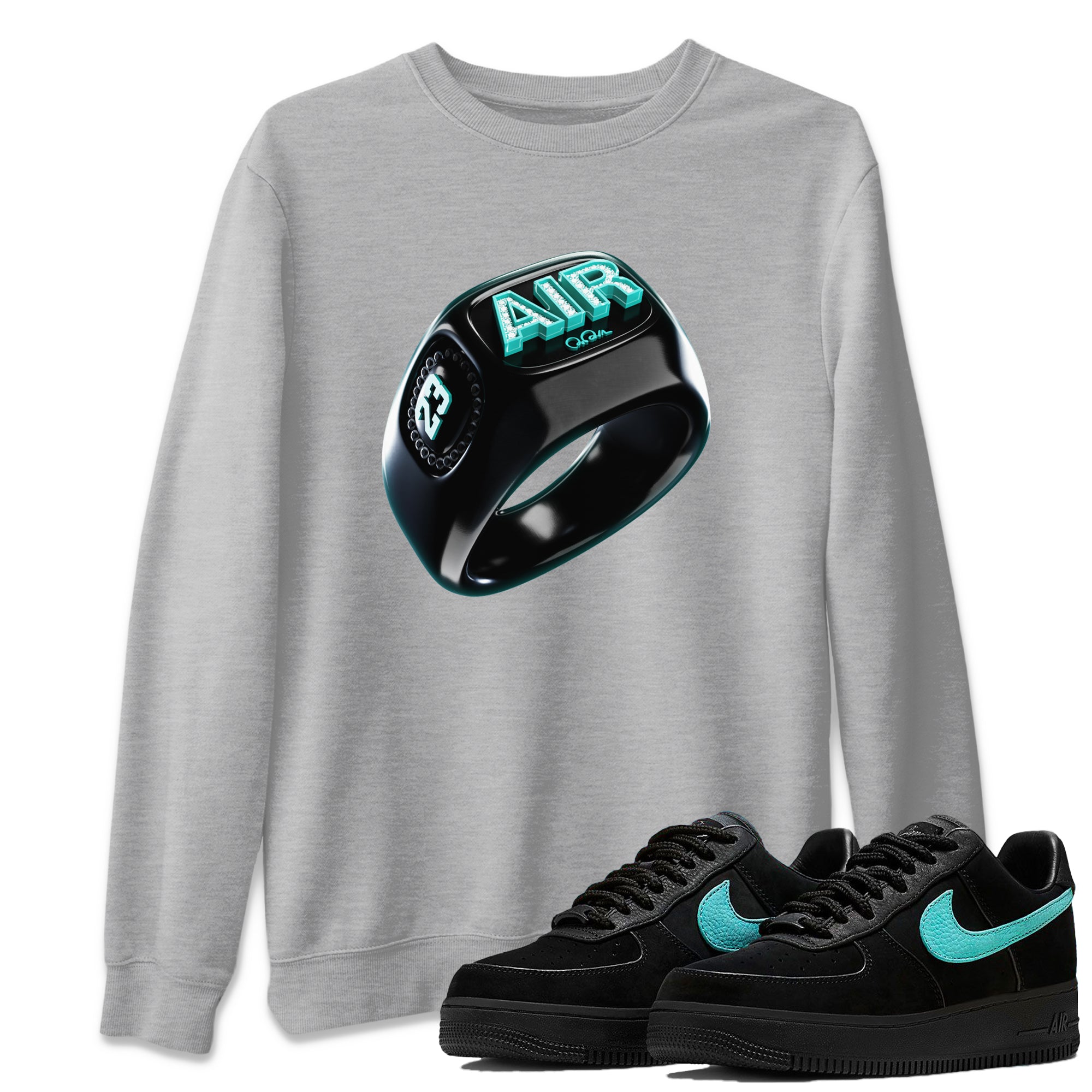 Air Force 1 Tiffany Sneaker Tees Drip Gear Zone Diamond Ring Sneaker Tees Nike Tiffany AF1Shirt Unisex Shirts Heather Grey 1