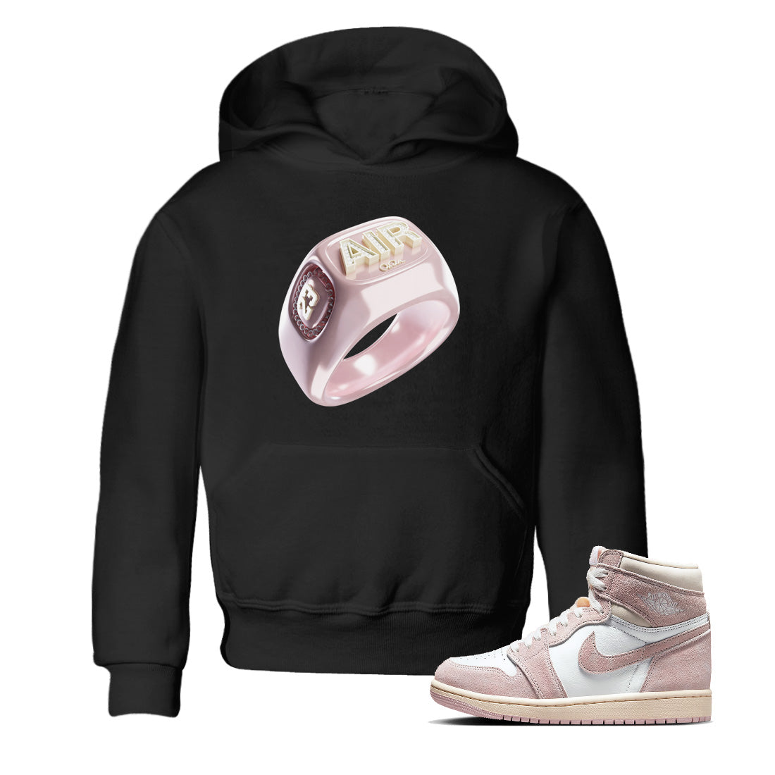 AJ1 Retro High OG Washed Pink Sneaker Tees Drip Gear Zone Diamond Ring Sneaker Tees AJ1 Retro High OG Washed Pink Shirt Kids Shirts Black 1