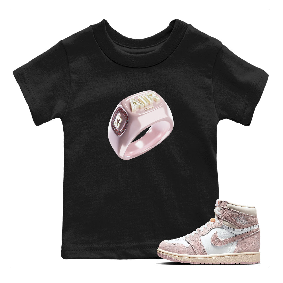 AJ1 Retro High OG Washed Pink Sneaker Tees Drip Gear Zone Diamond Ring Sneaker Tees AJ1 Retro High OG Washed Pink Shirt Kids Shirts Black 1