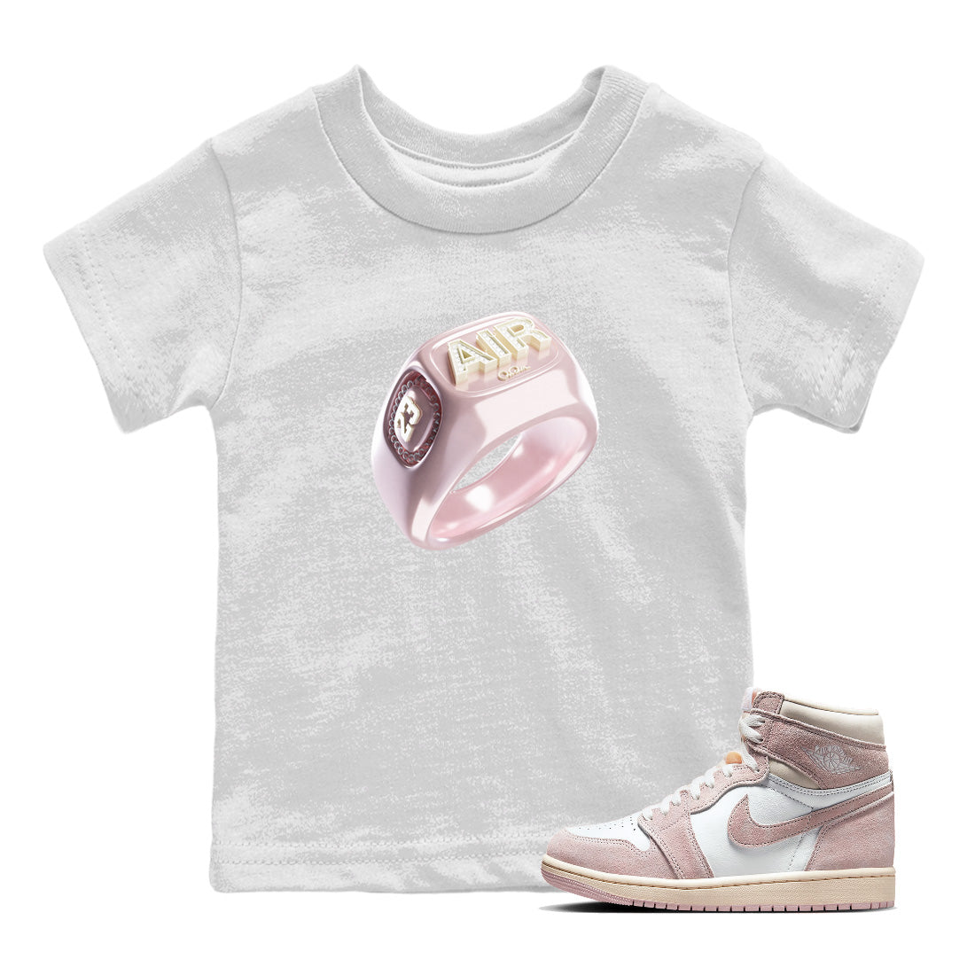 AJ1 Retro High OG Washed Pink Sneaker Tees Drip Gear Zone Diamond Ring Sneaker Tees AJ1 Retro High OG Washed Pink Shirt Kids Shirts White 1