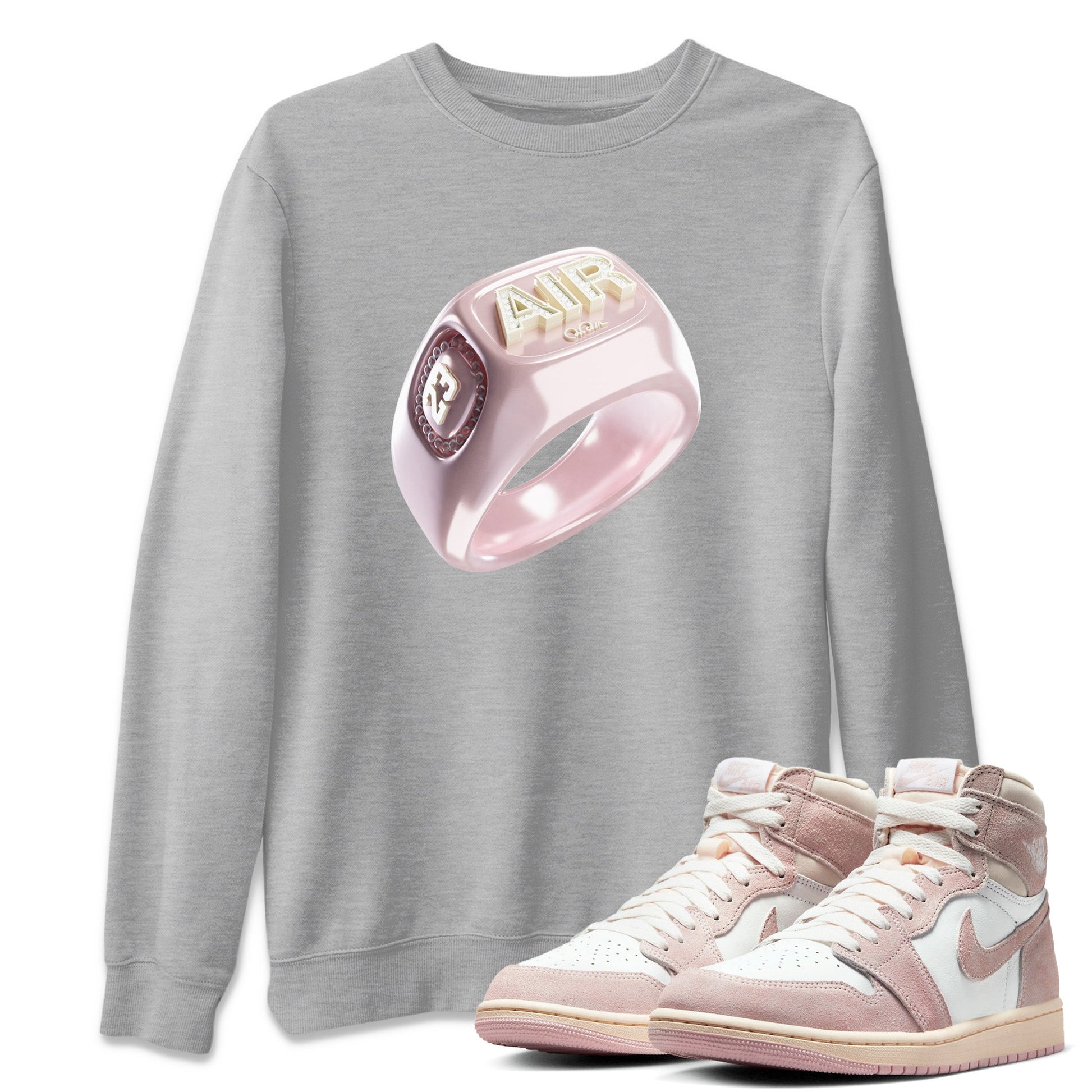 AJ1 Retro High OG Washed Pink Sneaker Tees Drip Gear Zone Diamond Ring Sneaker Tees AJ1 Retro High OG Washed Pink Shirt Unisex Shirts Heather Grey 1