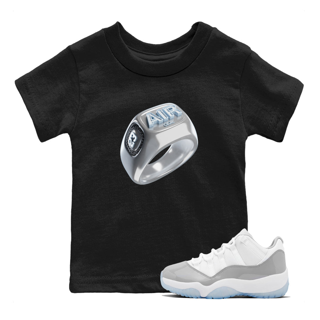 Air Jordan 11 White Cement Sneaker Tees Drip Gear Zone Diamond Ring Sneaker Tees Air Jordan 11 Cement Grey Shirt Kids Shirts Black 1