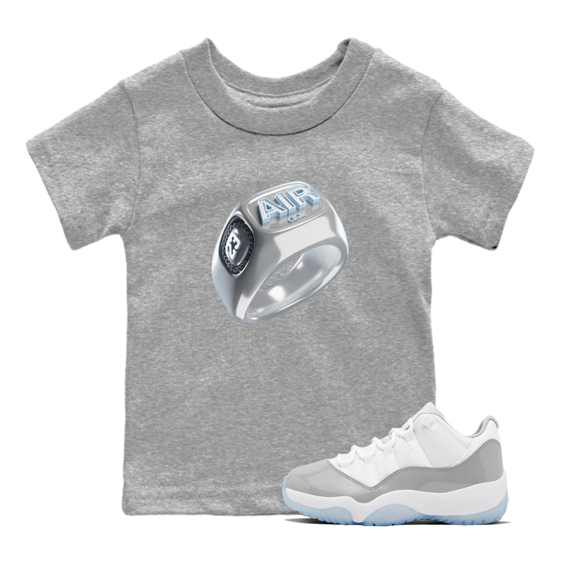 Air Jordan 11 White Cement Diamond Ring Baby and Kids Sneaker Tees Air Jordan 11 Cement Grey Kids Sneaker Tees Size Chart
