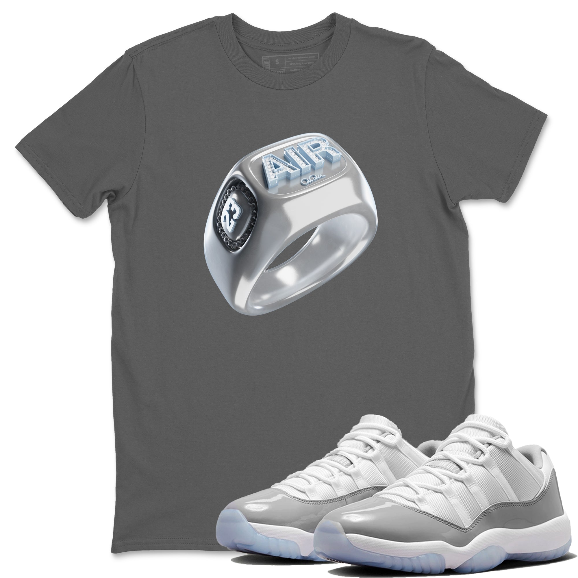 Air Jordan 11 White Cement Diamond Ring Crew Neck Sneaker Tees Air Jordan 11 Cement Grey Sneaker T-Shirts Washing and Care Tip