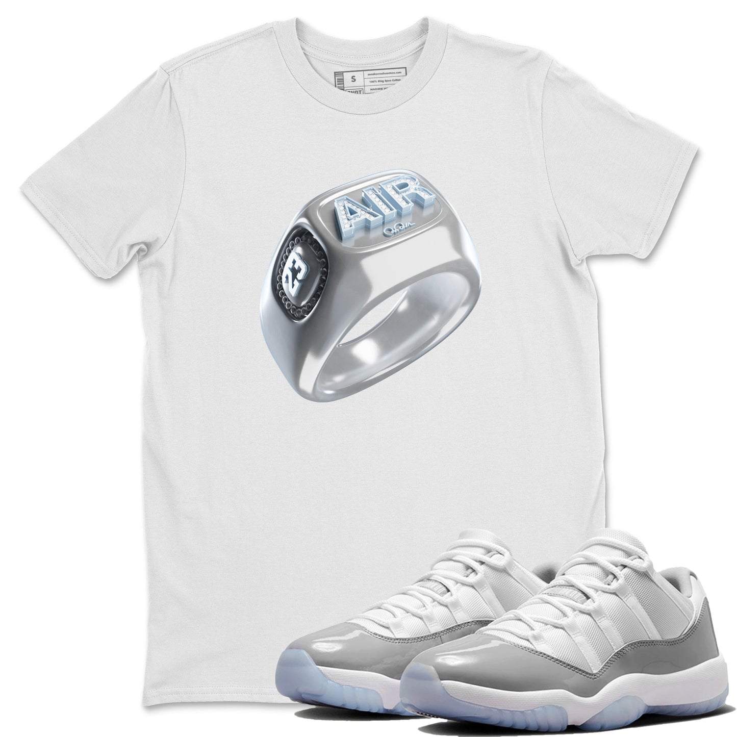 Air Jordan 11 White Cement Sneaker Tees Drip Gear Zone Diamond Ring Sneaker Tees Air Jordan 11 Cement Grey Shirt Unisex Shirts White 1