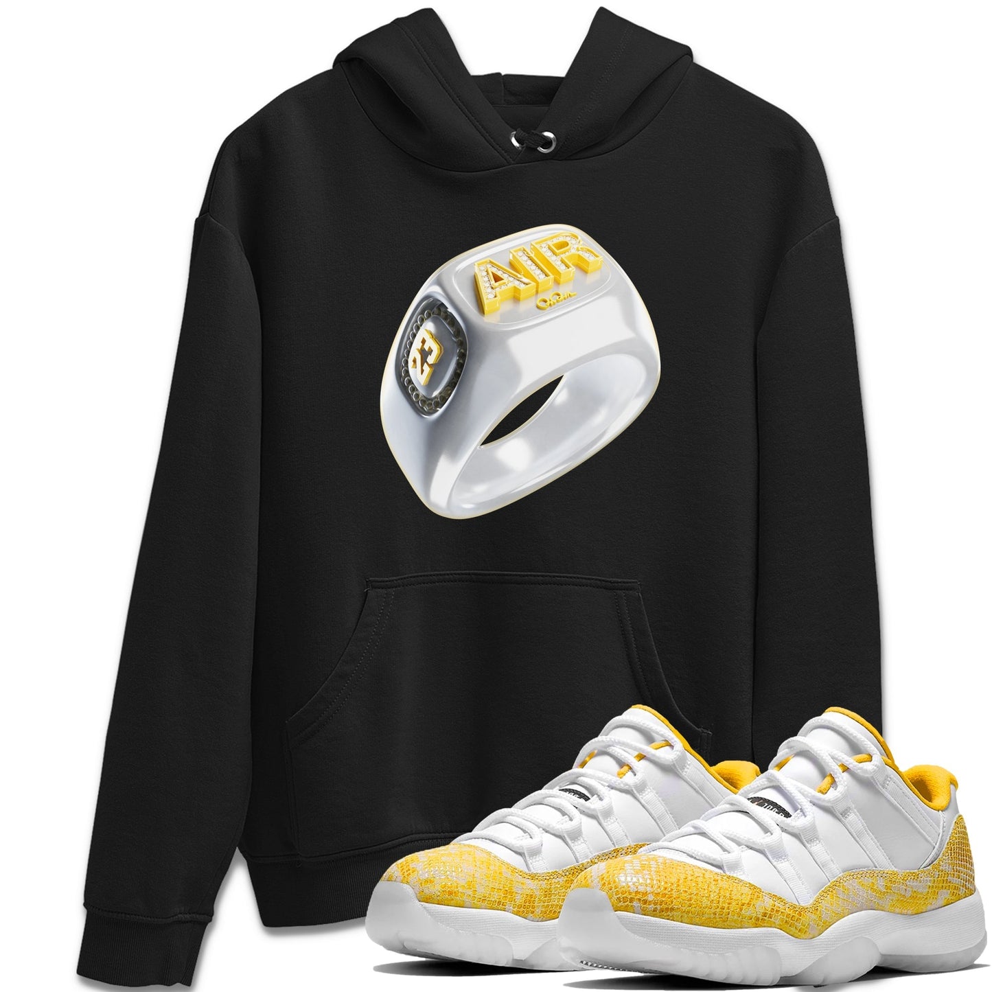 Air Jordan 11 Yellow Python Sneaker Match Tees Diamond Ring Shirts AJ11 Yellow Python Drip Gear Zone Unisex Shirts Black 1