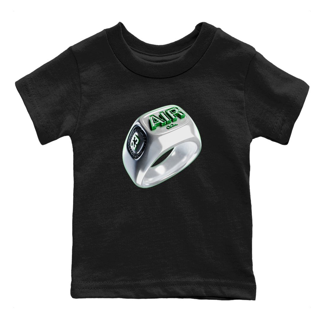 Air Jordan 4 Pine Green Sneaker Tees Drip Gear Zone Diamond Ring Sneaker Tees AJ4 Pine Green Shirt Kids Shirts Black 2